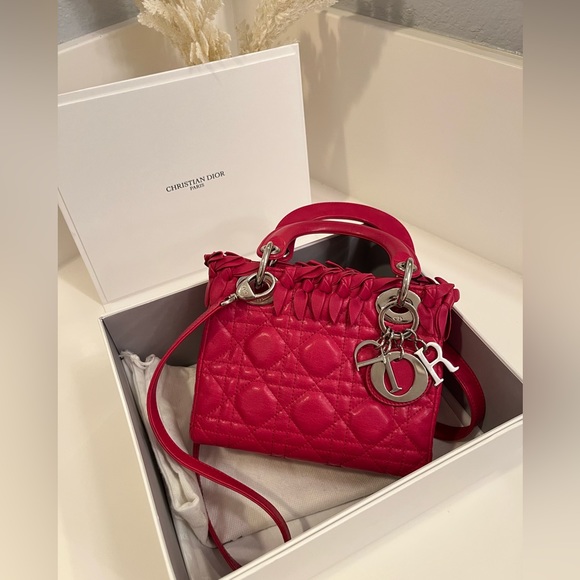 🎀Christian Dior Lady Dior Bag Bow Cannage Quilt Lambskin LIMITED EDITION - Picture 5 of 17